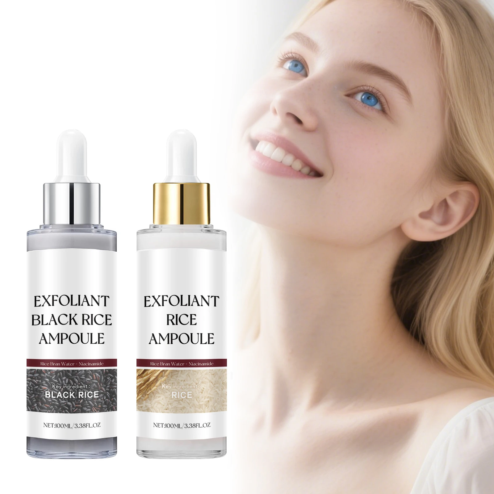 

Exfoliating Rice Toner Cleansing Pores Remove Dead Skin Oil Control Brightening Ampoule Moisturizing Hyaluronic Acid Serum 100ml
