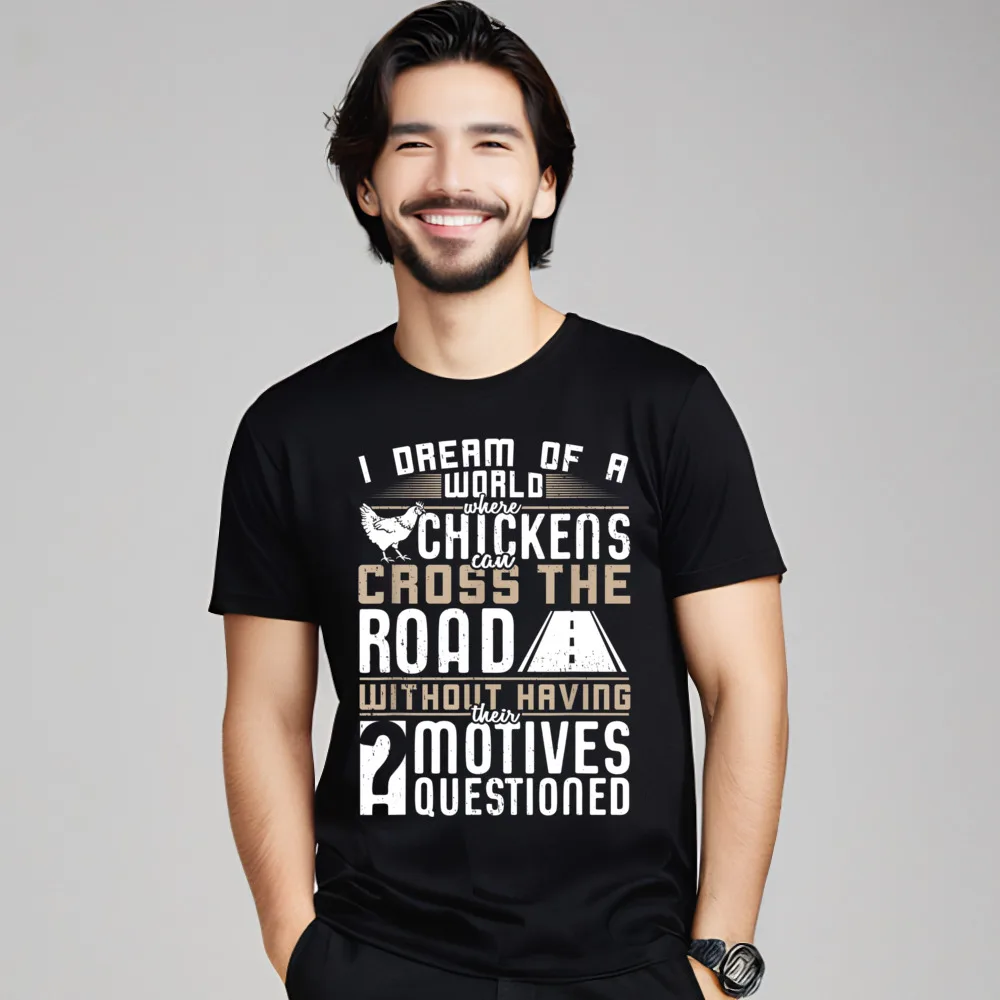 I dream of a world Tops & Tees Funky Round Collar Casual Short Sleeve Pure Cotton Female Tshirts Geek Tee Shirts