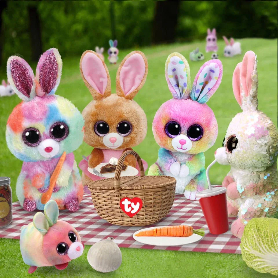 Ty Beanie Bunny Glitter ojos grandes lindo conejo serie conejito de peluche juguete Kawaii animales muñeca regalos de cumpleaños regalos de navidad para niños