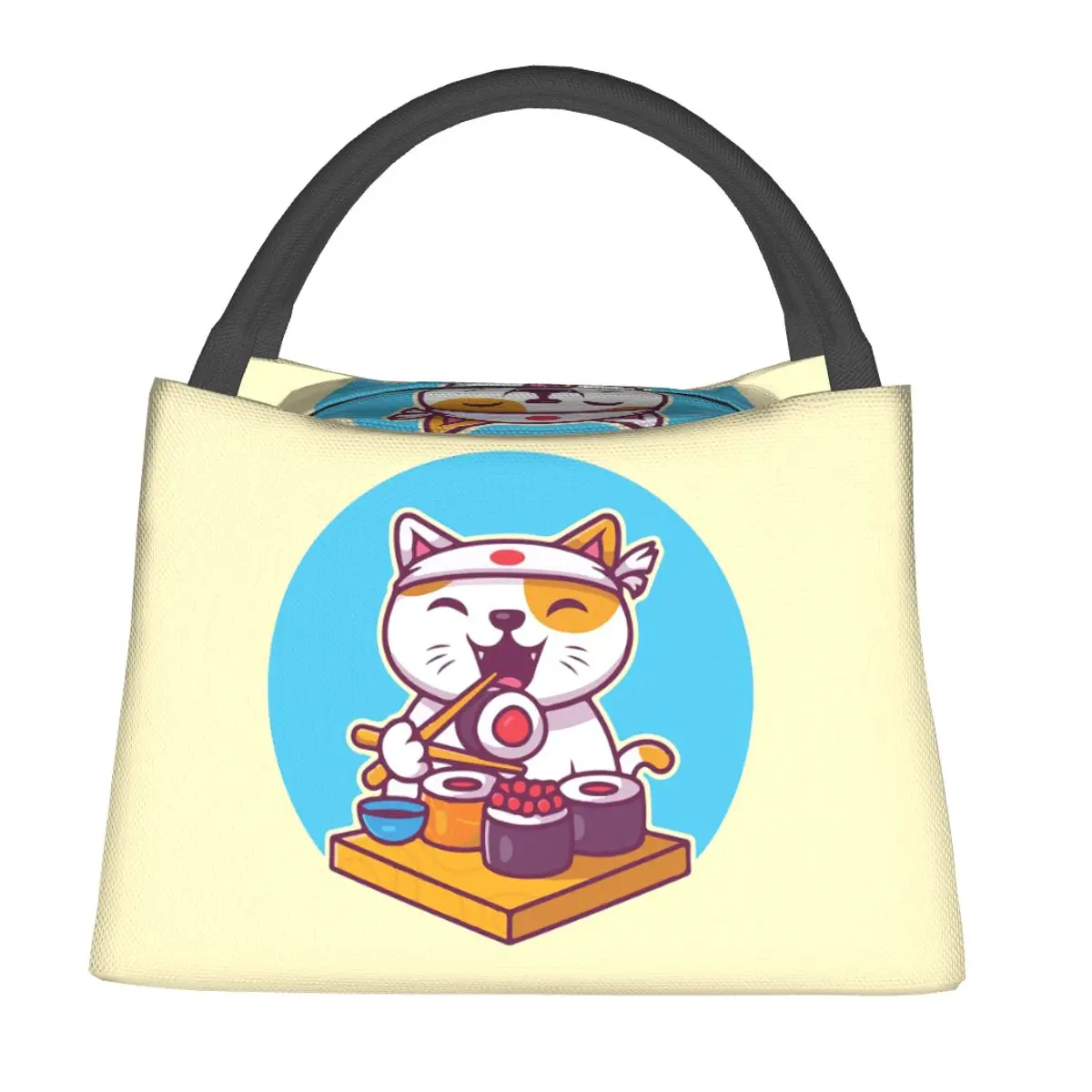 Neko Sushi Cat Lunch Bags Insulated Bento Box Leakproof Lunch Tote Picnic Bags Cooler Thermal Bag for Woman Student Travel