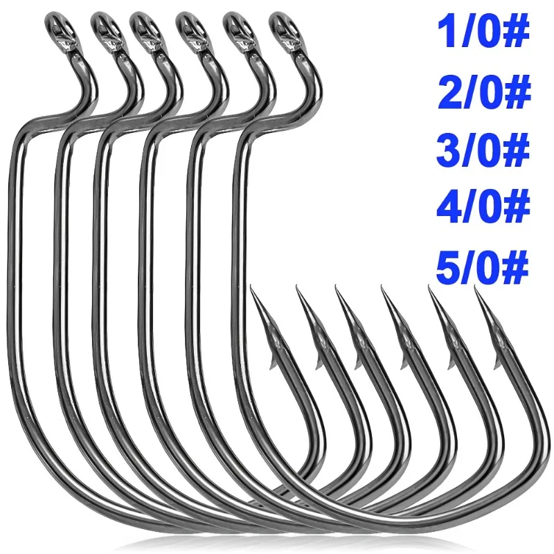 10/20Pcs Wide Gap Worm Fishing Hook Jig Crank Offset High Carbon Steel Hook Barbed Fishhook for Soft Worm Bait Accessories