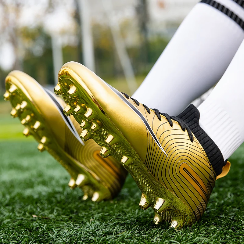 Professional Unisex Soccer Shoes 2023 Long Spikes TF Ankle Football Boots Outdoor Grass Cleats Football Shoes Chuteira De Campo