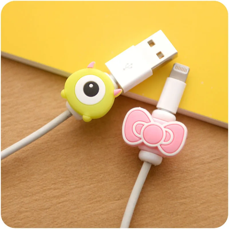 2 sztuk/partia Cartoon Disney kabel słuchawki Protector dla iPhone Sansung Xiaomi Huawei linii danych USB ładowarka kabel Winder organizator