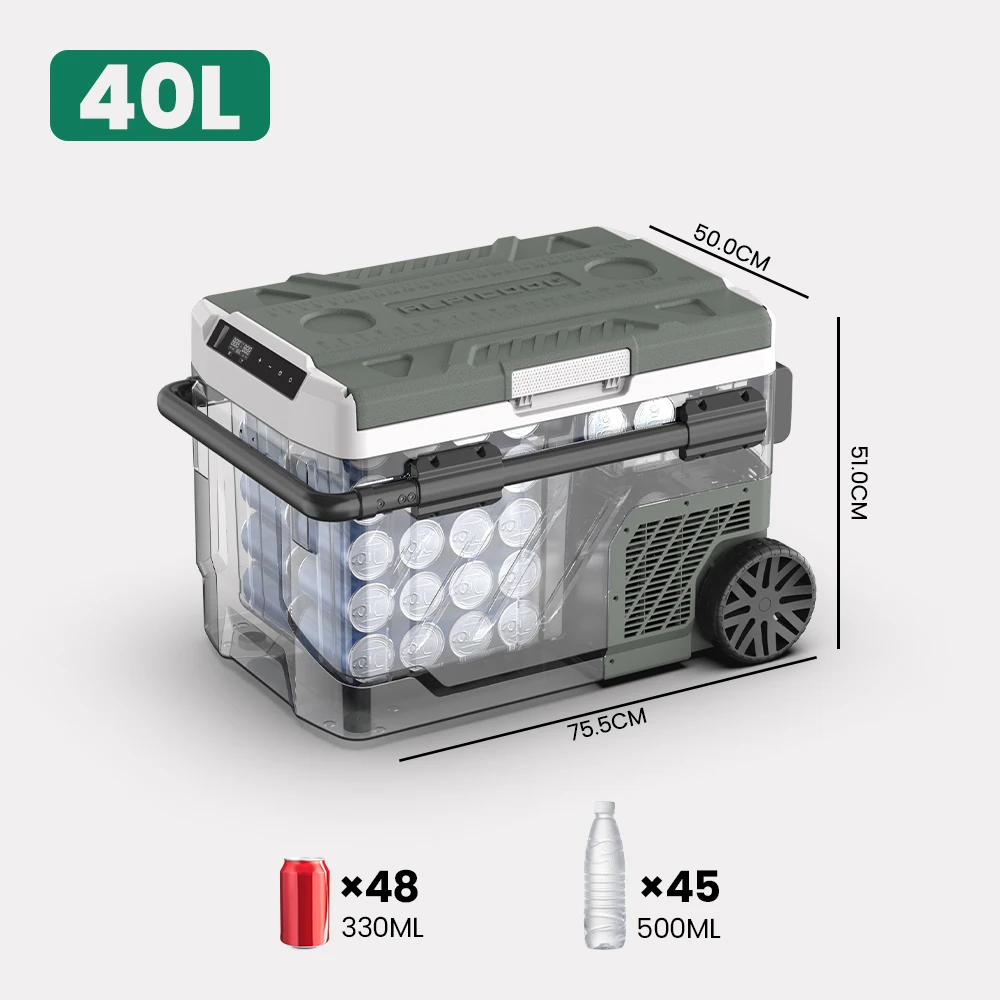 Alpicool EZGW 40L 50L 60L Autokoelkast Draagbare compressorkoeler 12/24V DC 100-240V AC Minikoelkast met vriesvak voor camping BBQ - afbeelding 1