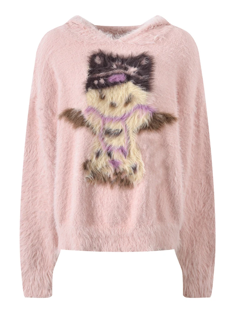 

High-End European Sle Soft Plu Cartoon Knitted Loose Fit Overhead Top Women's Sweet Sle Spring Collection Hat