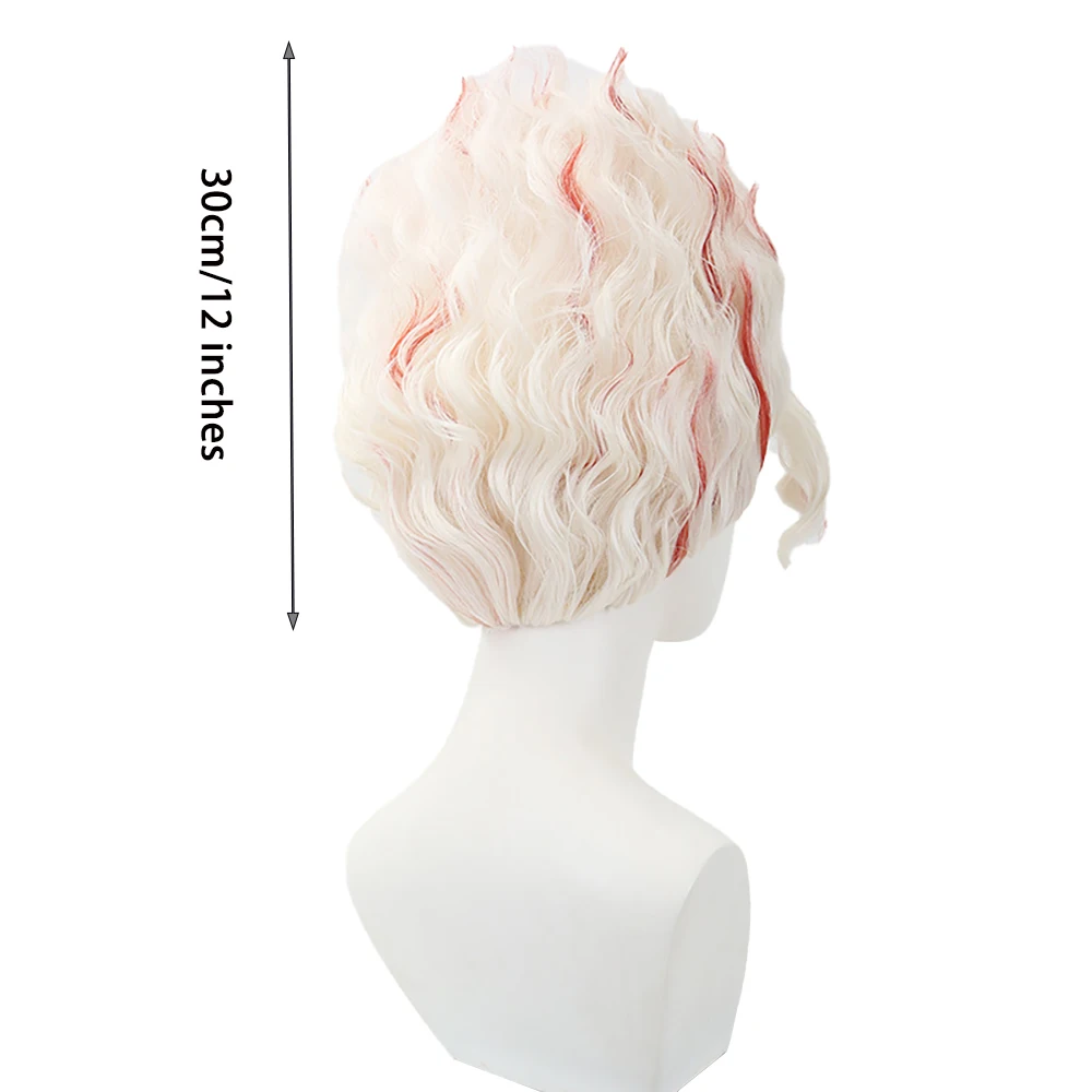 أنيمي دادا دادا Okarun غامض كون تأثيري الشعر الاصطناعية 12 بوصة الأحمر والأبيض تسليط الضوء على شعر مستعار للحفلات الهالوين مقاومة للحرارة