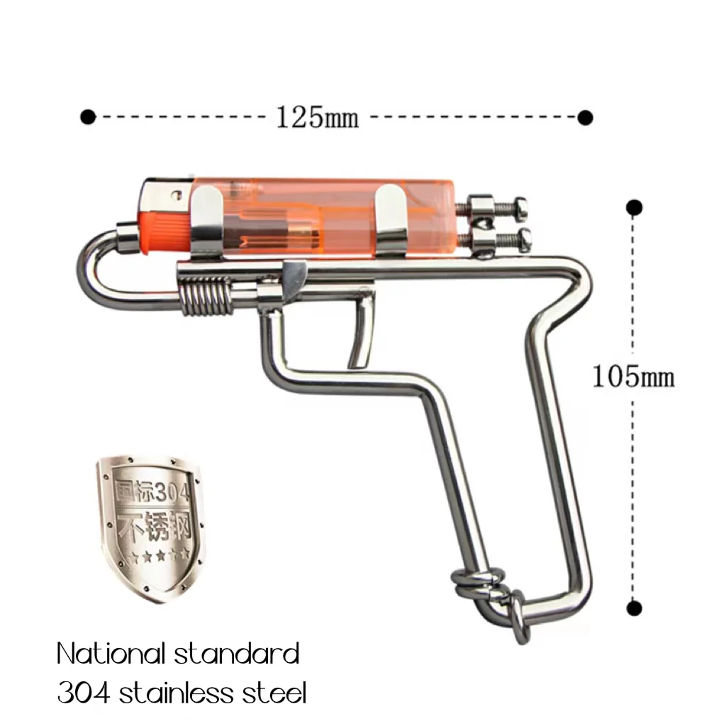 Hand Made 304 Stainless Steel Electronic Lighter Auxiliary Gun Shaped Model Creative Gift For Boys