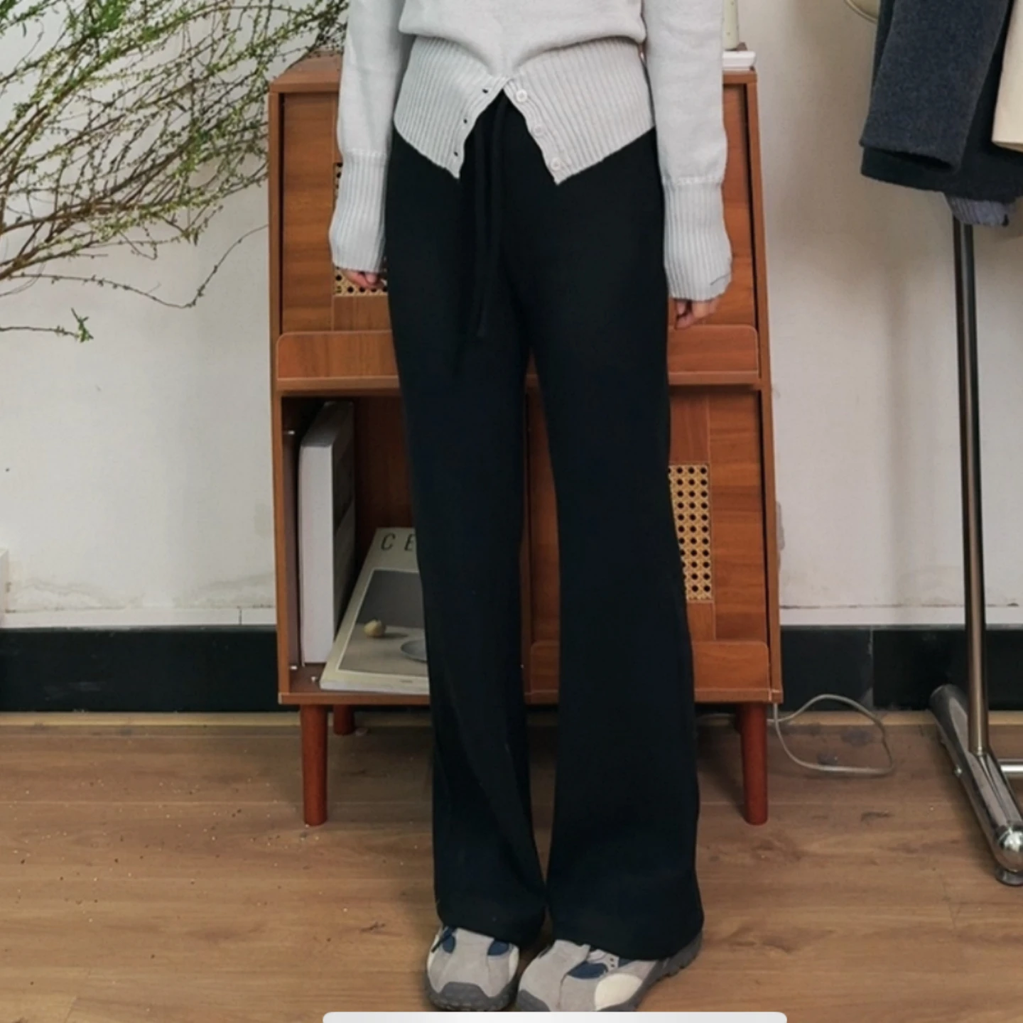 

Брюки прямого кроя малого размера, расклешенные брюки с высокой талией, эластичным поясом, из полиэфирного волокна, женские повседневные брюки для работы и отдыха