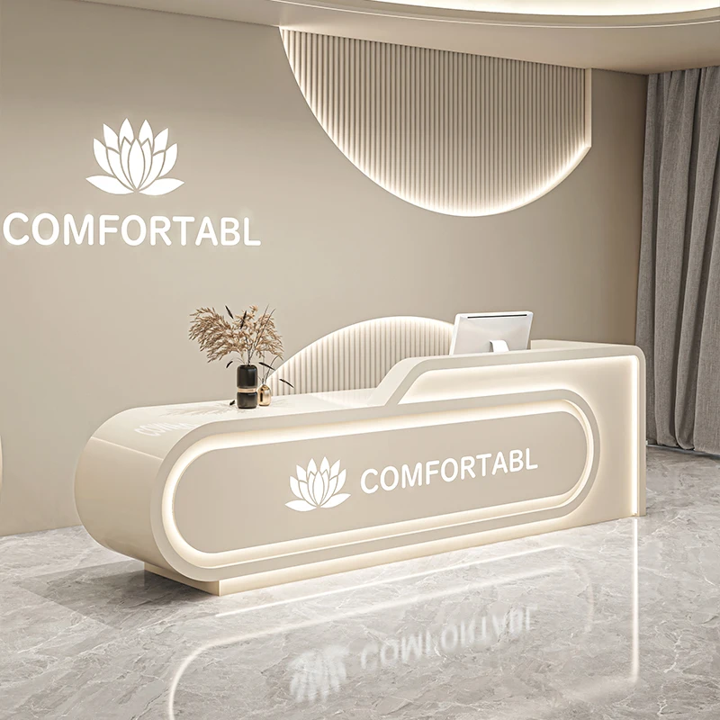 

Checkout White Front Desk Reception Counter Design L Shaped Reception Desks Beauty Salon Long Mostrador De Tienda Furniture