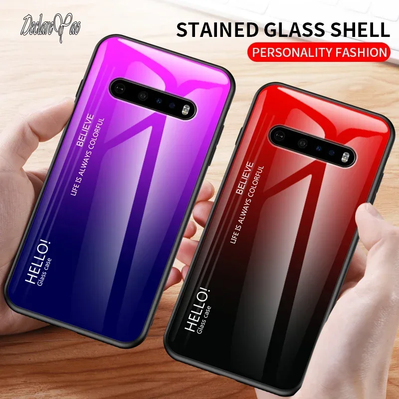 Cases For LG V60 Covers DECLAREYAO Ultra Slim Glass Hard Coque For LG V60 Phone Case Glass Silicone Soft Back Cover For LG V60