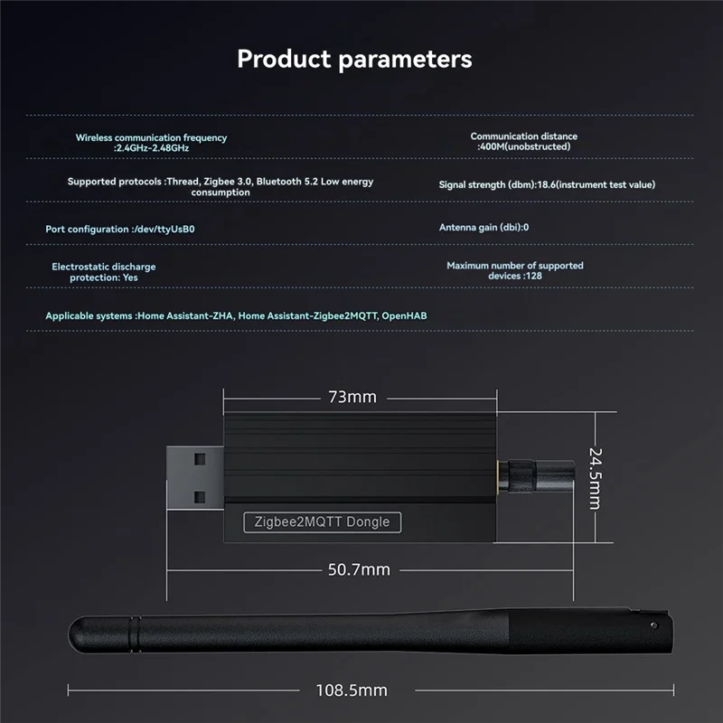 

ABGH-Tuya Smart Gateway Zbdongle-E Универсальный мост Zigbee 3.0 Шлюз MQTT для умного дома
