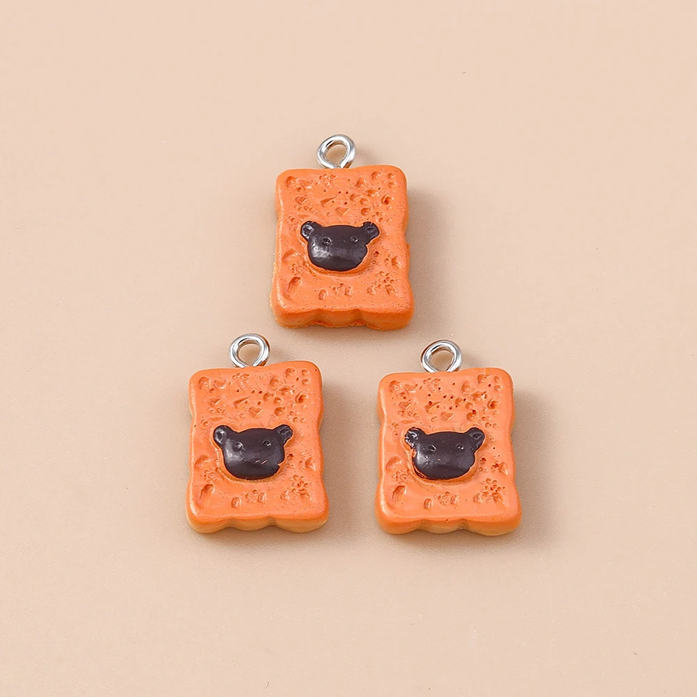 Leslie 10 Stück süße Waffel-Croissant-Ei-Törtchen-Baguette-Brot-Charms-Anhänger für Ohrringe, Armbänder, Halsketten, Schmuckherstellung, DIY – Detail 4