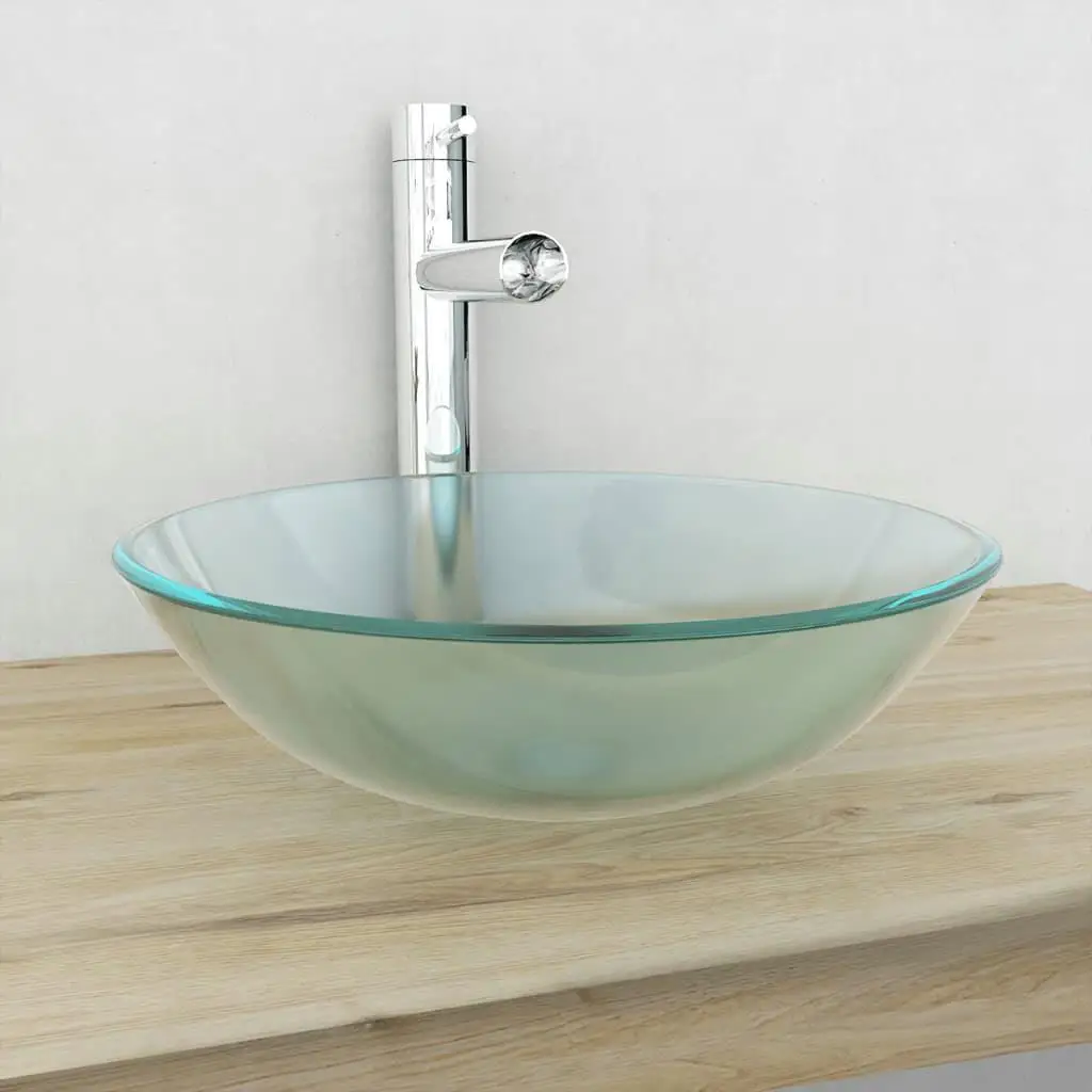 16.5 Frosted Tempered Glass Basin - Stylish Modern Sink for Bathroom & Kitchen