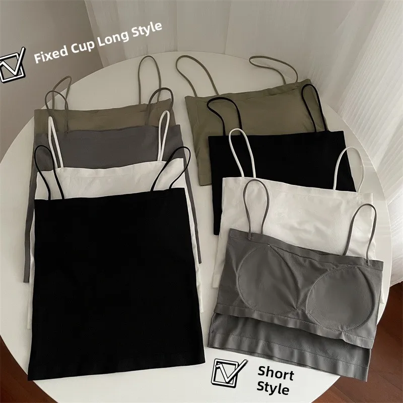 Top sexy con gilet senza spalline e imbottitura sul petto, strato base con suola, abbigliamento da esterno, tessuto in nylon, collezione estiva piccante