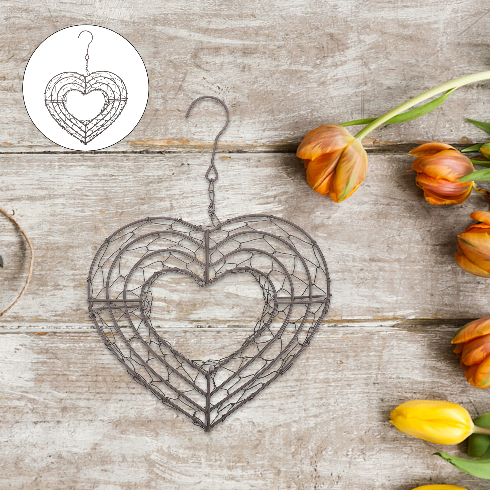 

Heart Shaped Succulent Wreath Wire Frame Hanger Garland Wall Planter Pot Brown Hanging Iron Planters Home Decor