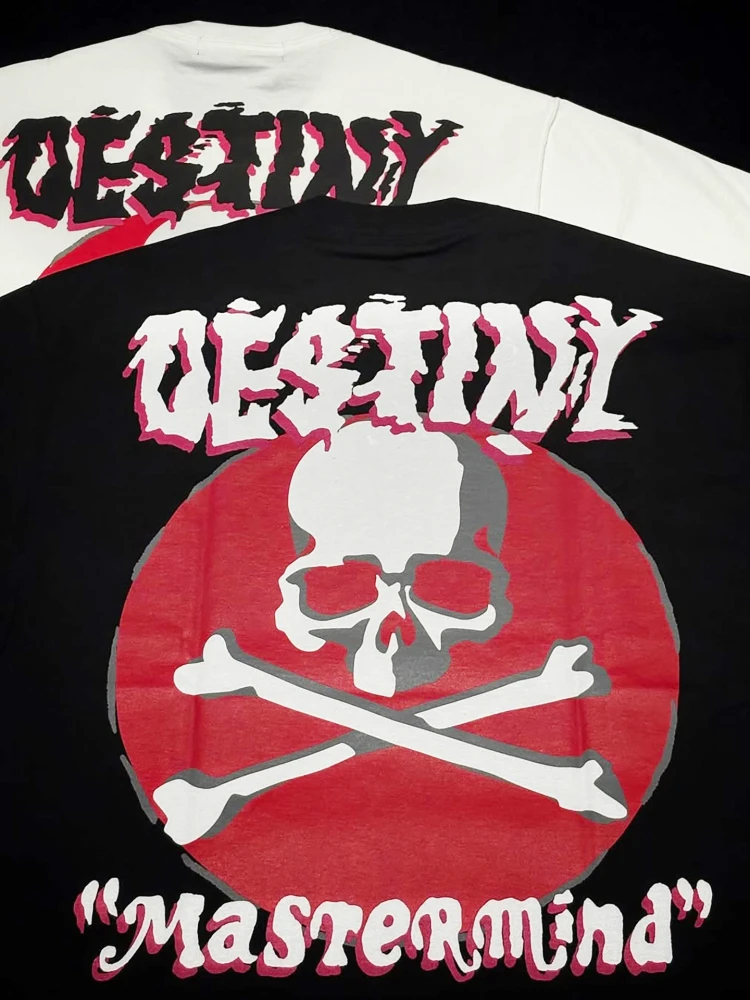 

Loose Fit Skull Print Oversized ort Sve T-irt Couple's Casual Tee Youth ular Knitted Knitwear Summer round Ne