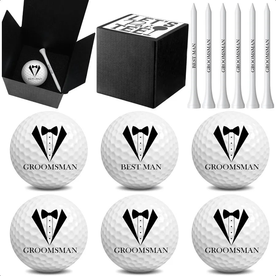 

6 Sets Groomsman Balls Set Groomsman Proposal Gift for Men with Balls and Gift Box for Wedding Best Men DIY Gifts