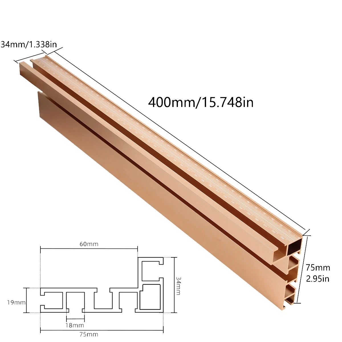 75 Type Aluminum Profile Router Fence With Laser Scale T-Track Table Saw Fence Woodworking T-Slot Miter Track Fence Stopper