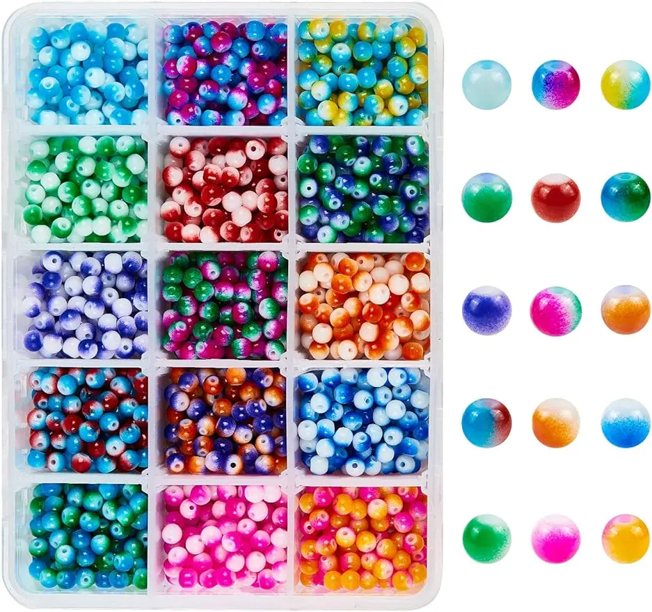 

1800Pcs Spray Painted Resin Beads 15Colors 4.5mm Diameter Colorful Resin Round Ball Spacer Loose Beads for Jewelry Making