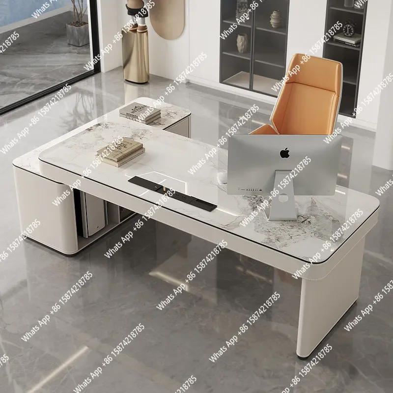 

P Oo современный светлый роскошный высококачественный седло кожаный стол компания стойка регистрации гостиная обучающий угловой стол