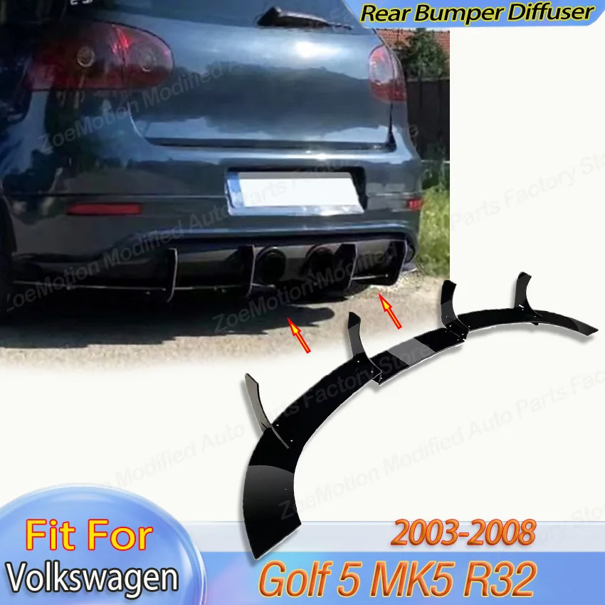 

For VW Volkswagen Golf 5 MK5 R32 2003-2008 Rear Bumper Diffuser Shark Fin Plate Tail Side Spoiler Apron Flaps Splitter Body Kit