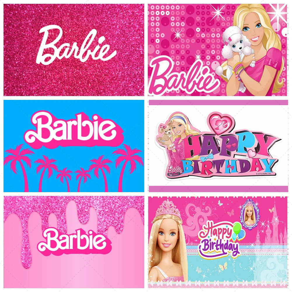 

Barbie Pink Birthday Party Party Decoration Background Princess Girl Birthday Banner Cake Table Photography Portrait Photo Props