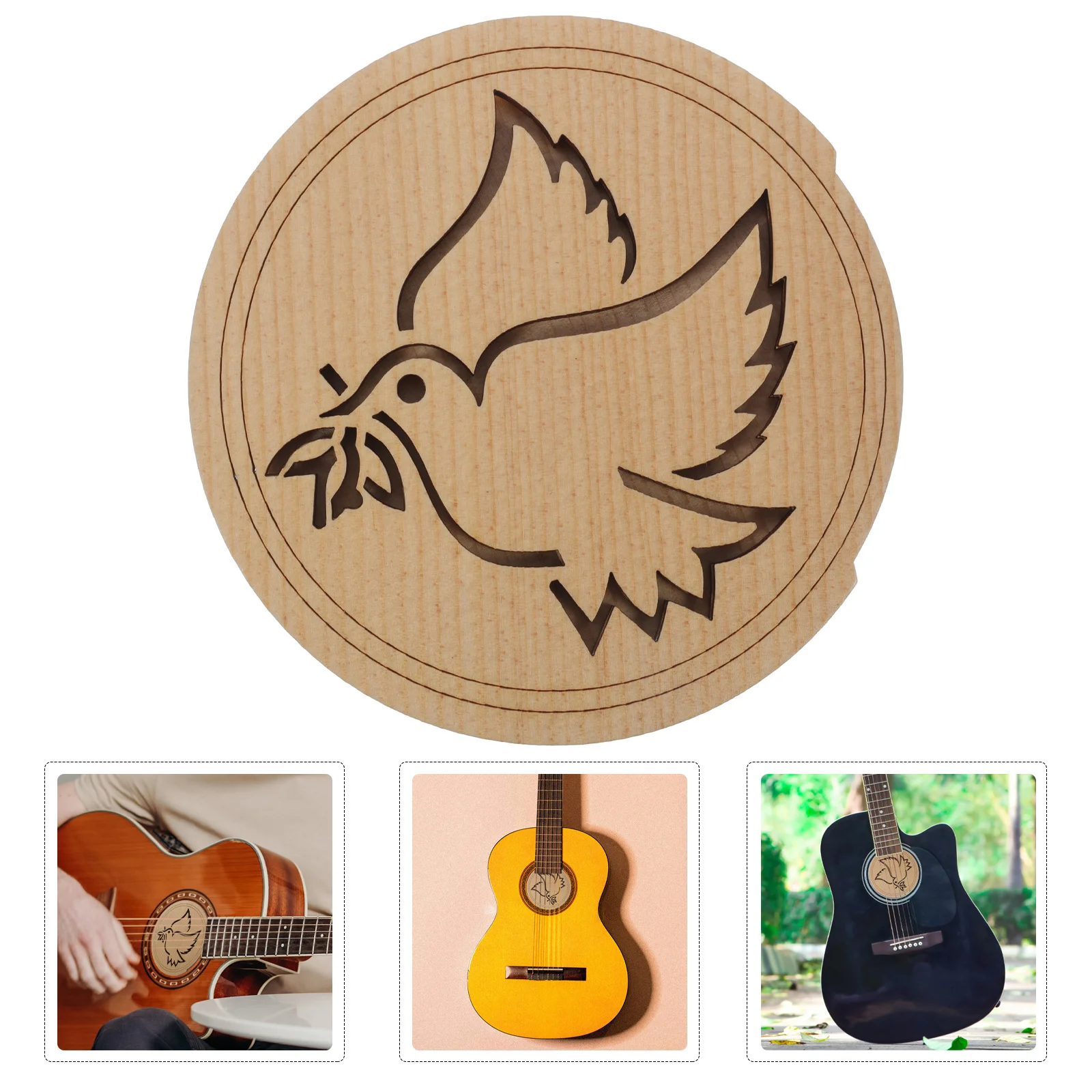 

Guitar Soundhole Cover Bird Pattern Maple Wood 40 41 Inch Guitars Feedback Reducer Easy Install Remove Soundhole Cover