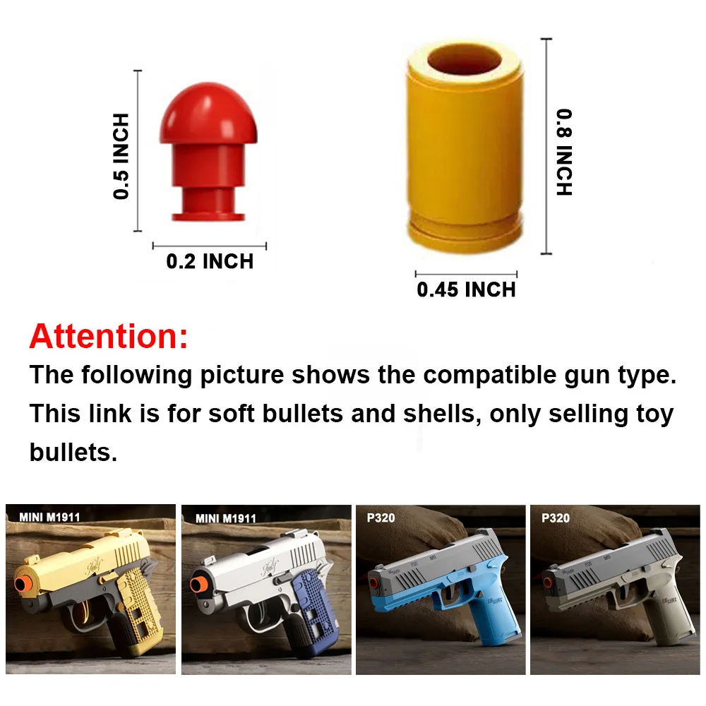 おもちゃの銃のアクセサリー,ミニデザートイーグルM1911 usp用のシェルと弾丸,男の子用のピストル,シューティングゲーム,ギフト