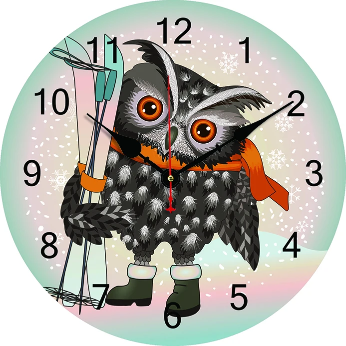 Cartoon Owl Wall Clock Kitchen Decor Wall Art Silent Non Ticking Large Round Wall Clocks For Living Room Bedroom Office