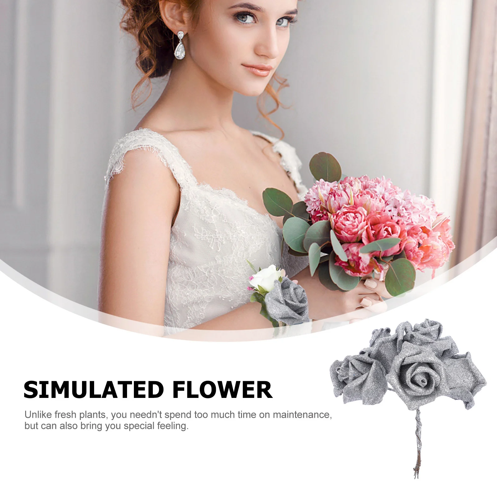 

50 pcs Delicate Head Artificial Simulation Head Decor Flower Photo Prop For Wedding Home Decor Flower Photo Prop