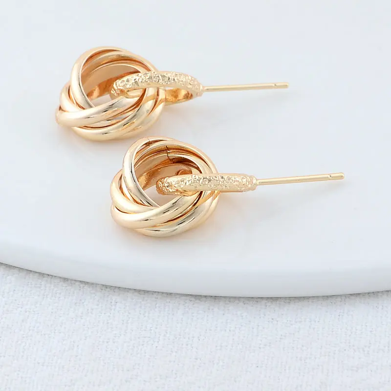 20MM 14K Gold Color Plated Brass Round Stud Earrings High Quality Diy DIY Jewelry Making Finding Accessories