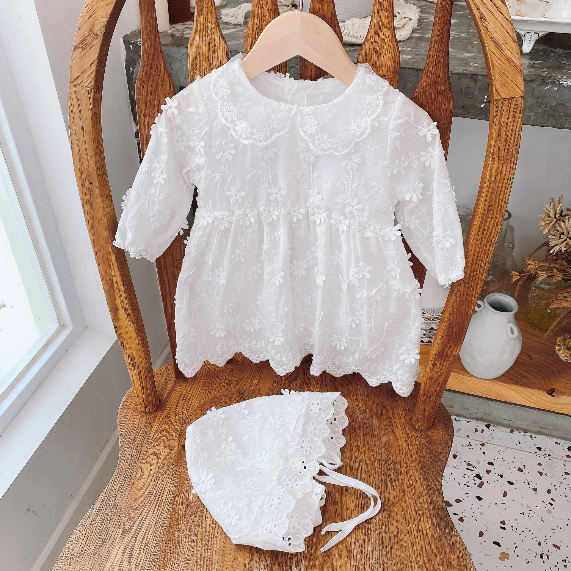 Baby Girls Princess Dress+Hat legant Lace White Birthday Baptism Clothing Newborn Party Costume Dresses Toddler Wedding Gown