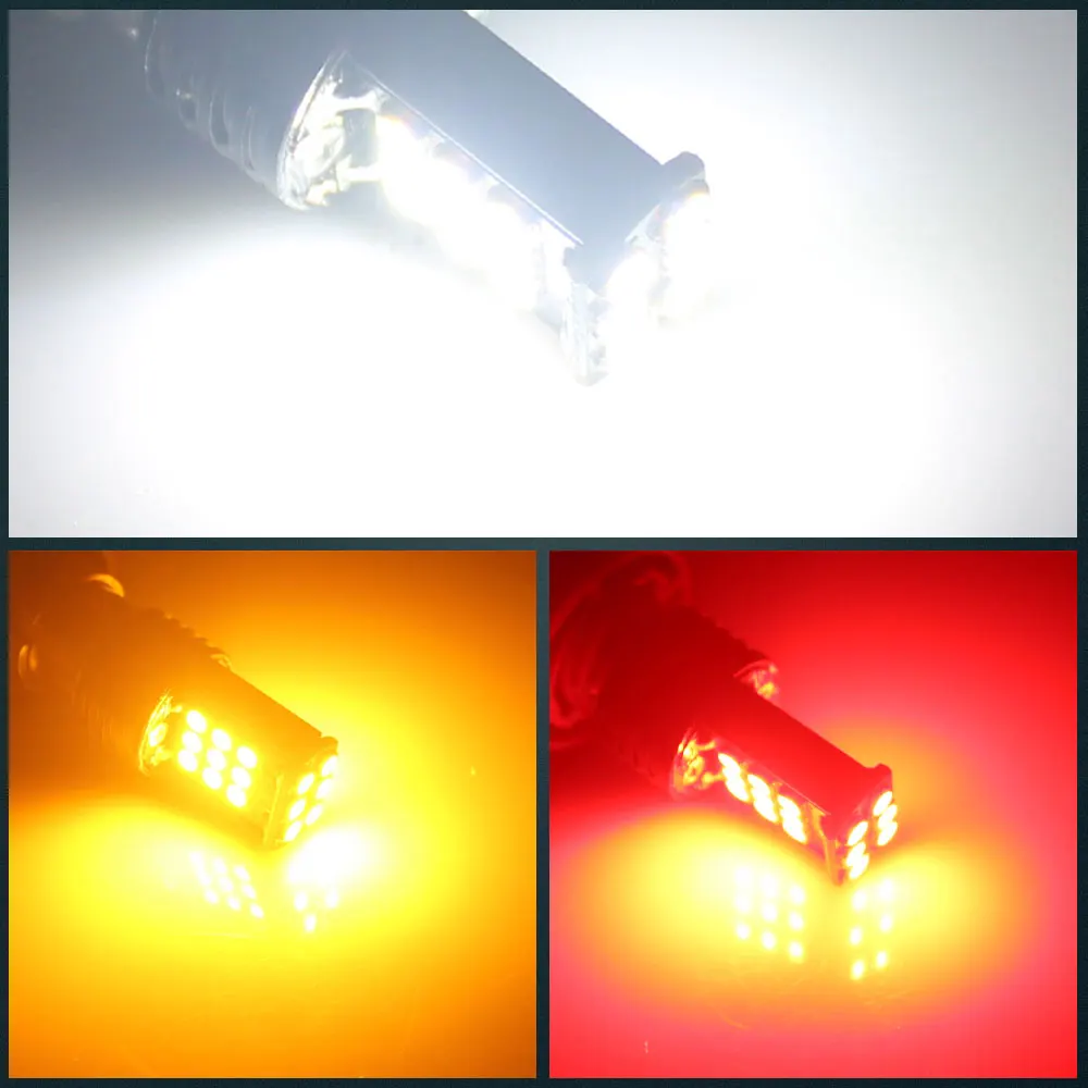 2Pcs T20 7440 Led Turn Signal Light W21W Reverse Light Bulb 3030SMD Universal Car 7443 W21/5W Amber Red Led Brake Light 12V image 5