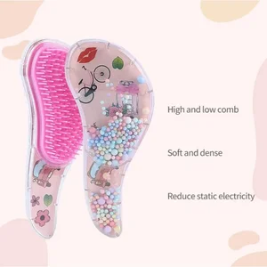 Novo bonito pente de cabeleireiro para crianças anti-nó massagem fluindo grânulo pente de cabelo crianças meninas vestir maquiagem brinquedo presentes 12 principais vendas escova de cabelo bebe menina - №4