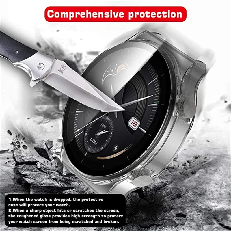 Full Protective Case For Huawei Watch GT 3 Pro 46mm Tempered Glass Film Screen Protector Cover Replace Accessories Frame Case