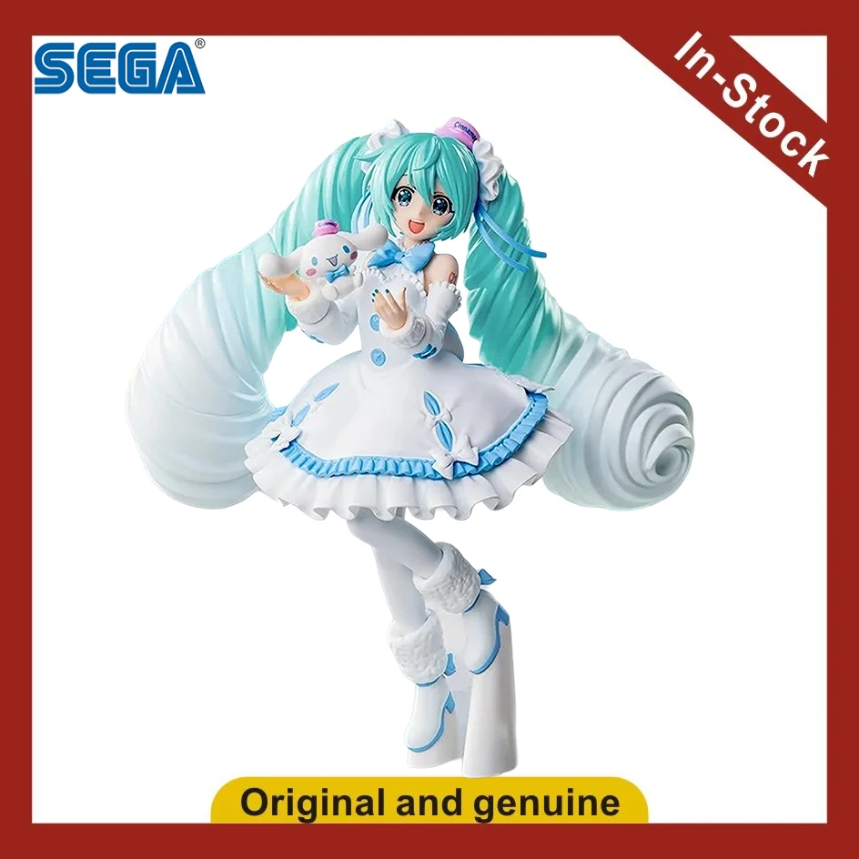 

In Stock Original SEGA Miku Series Luminasta Miku Co-branded Big-eared Dog White Dress Figure Model Toys Gifts