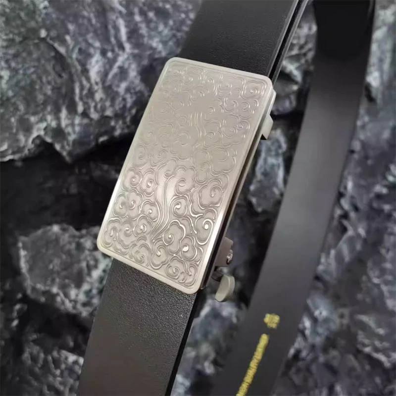 Pure Titanium Hypoallergenic Inner Wear Toothless Trigger Automatic Belt Buckle Auspicious Clouds Design