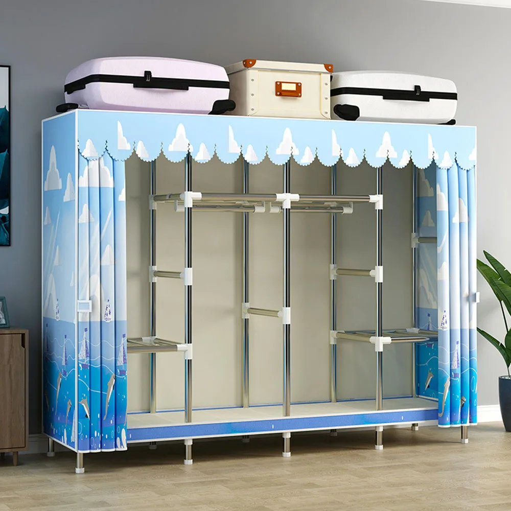 Fabric Wardrobe Simple Cloth Storage Solution With Thickened Steel Frame Hanging Clothes Organizer For Bedroom And Dormitory image 2