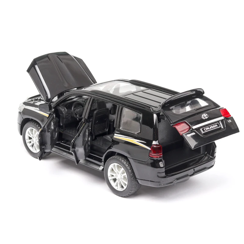 Modèle de voiture Toyota Land Cruiser en métal, son et lumière, côtes arrière, jouets pour enfants, machine, 1:32