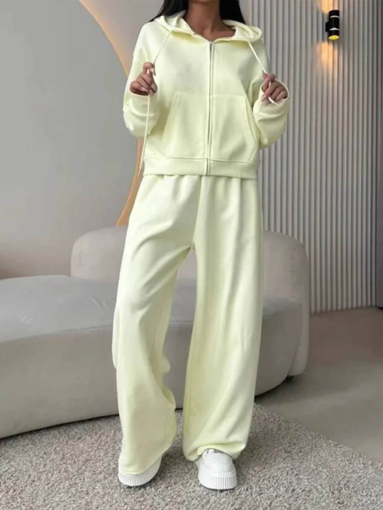 

2025 комплекты брюк на шнуровке, женский комплект из 2 предметов, спортивная одежда Y2K, однотонный кардиган на молнии с длинными рукавами, толстовка с капюшоном