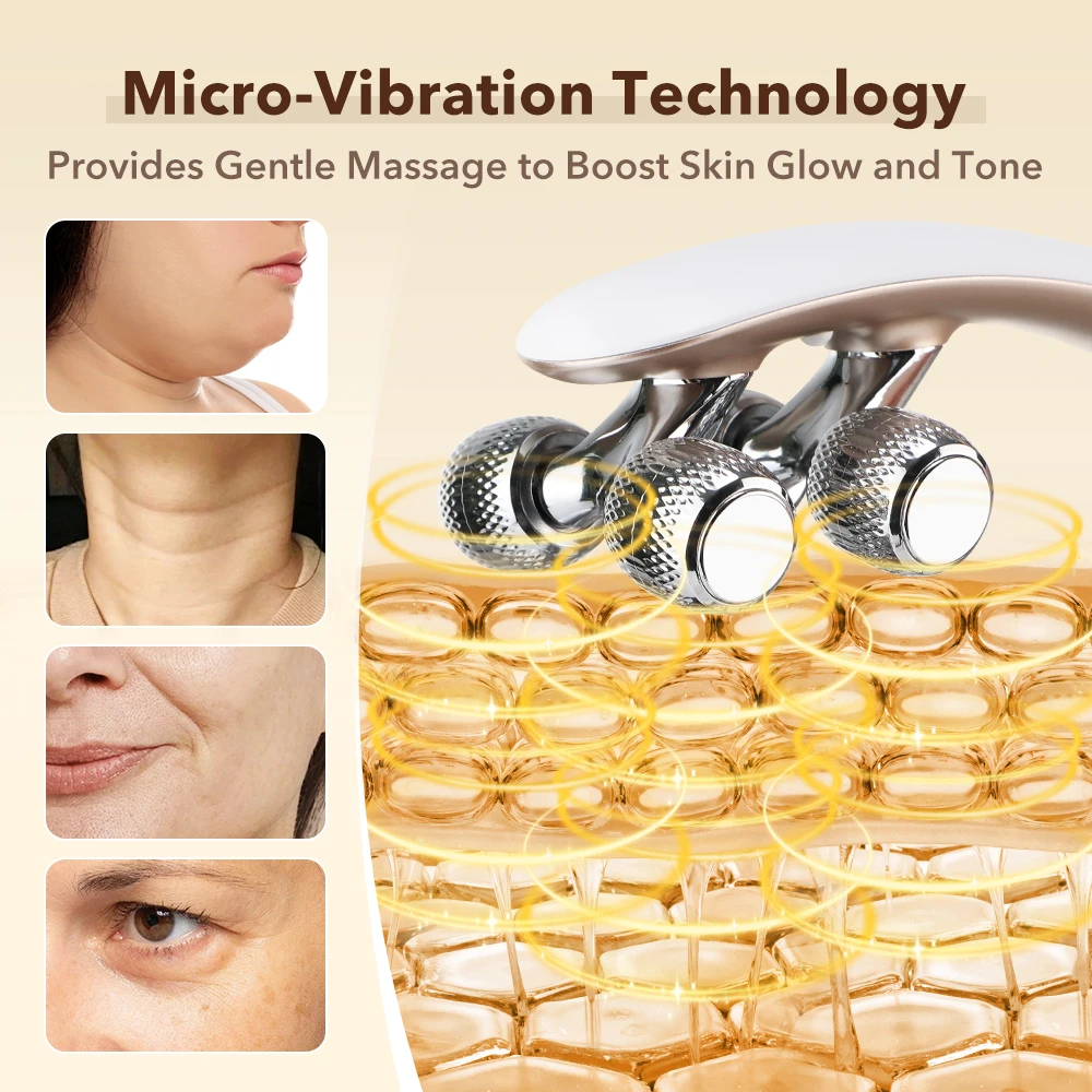 8-Roller V Shape Face Massager 3 Modes 19 Levels Electric Facial Massage Roller for Face Neck Jawline Skin Care Beauty Tool