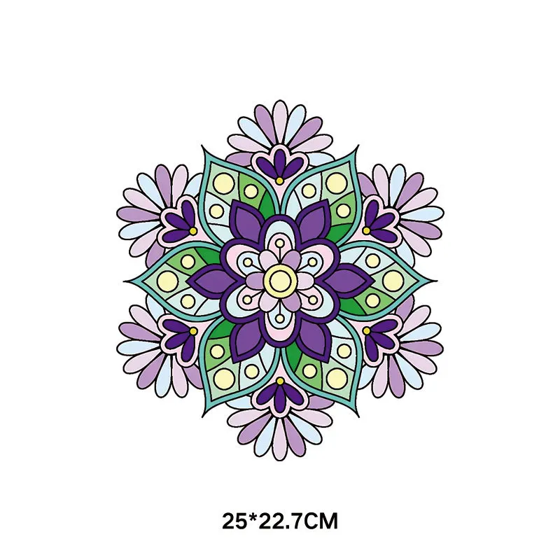 Fashion Mandala Flowers Thermo Stickers on Clothes Heat Transfer Appliques Iron on Patches Fusible Sticker Custom Patch