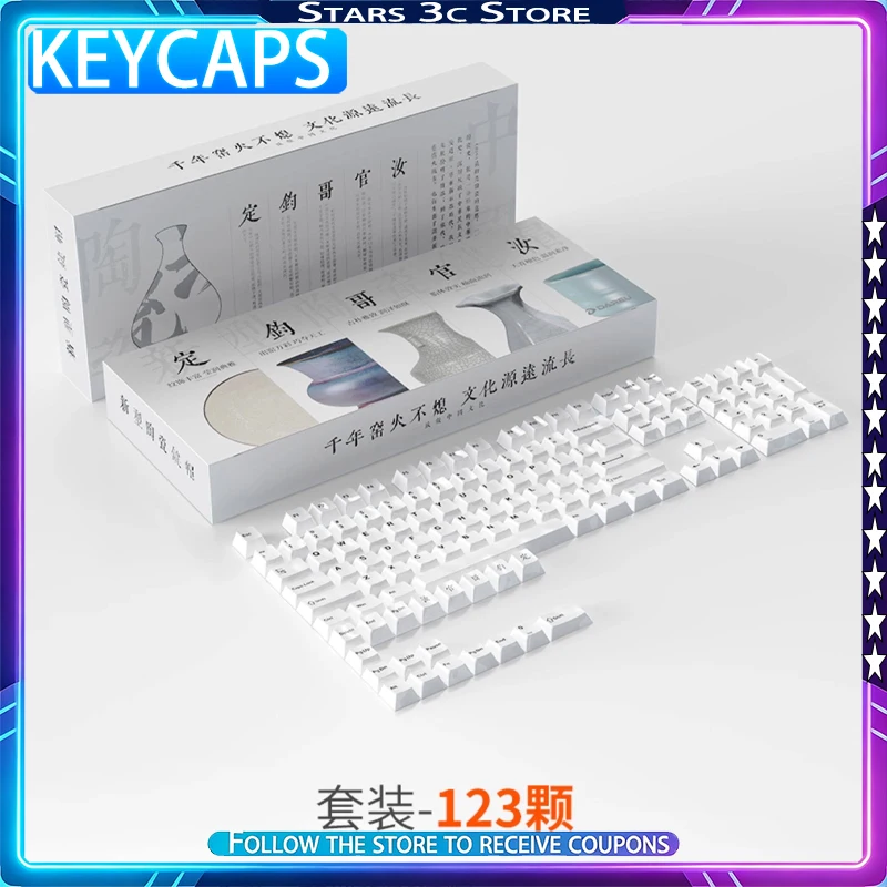 

New Dareu Ceramic Keycaps 123Keys HIFI Sound Ergonomic Curvature Custom Gaming Keyboard Accessories Mechanical Keyboard Keycaps