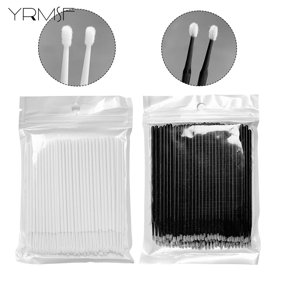 100PCS Slit Dust Removal Detail Brushes Eyeliner Makeup Removal Tools Micro Swabs 2mm Small Brush Tip Disposable Cosmetic Tools