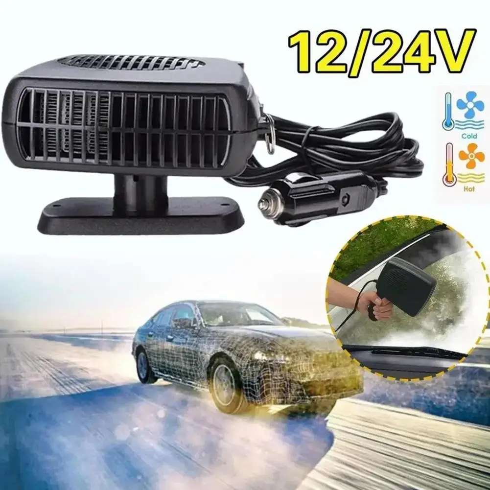 Car Heater Fan 12V 24V 200W Dual Function Defroster Defogger Cooler Dryer Hot Cold Air Fan Fast Heating Auto Windshield Remover
