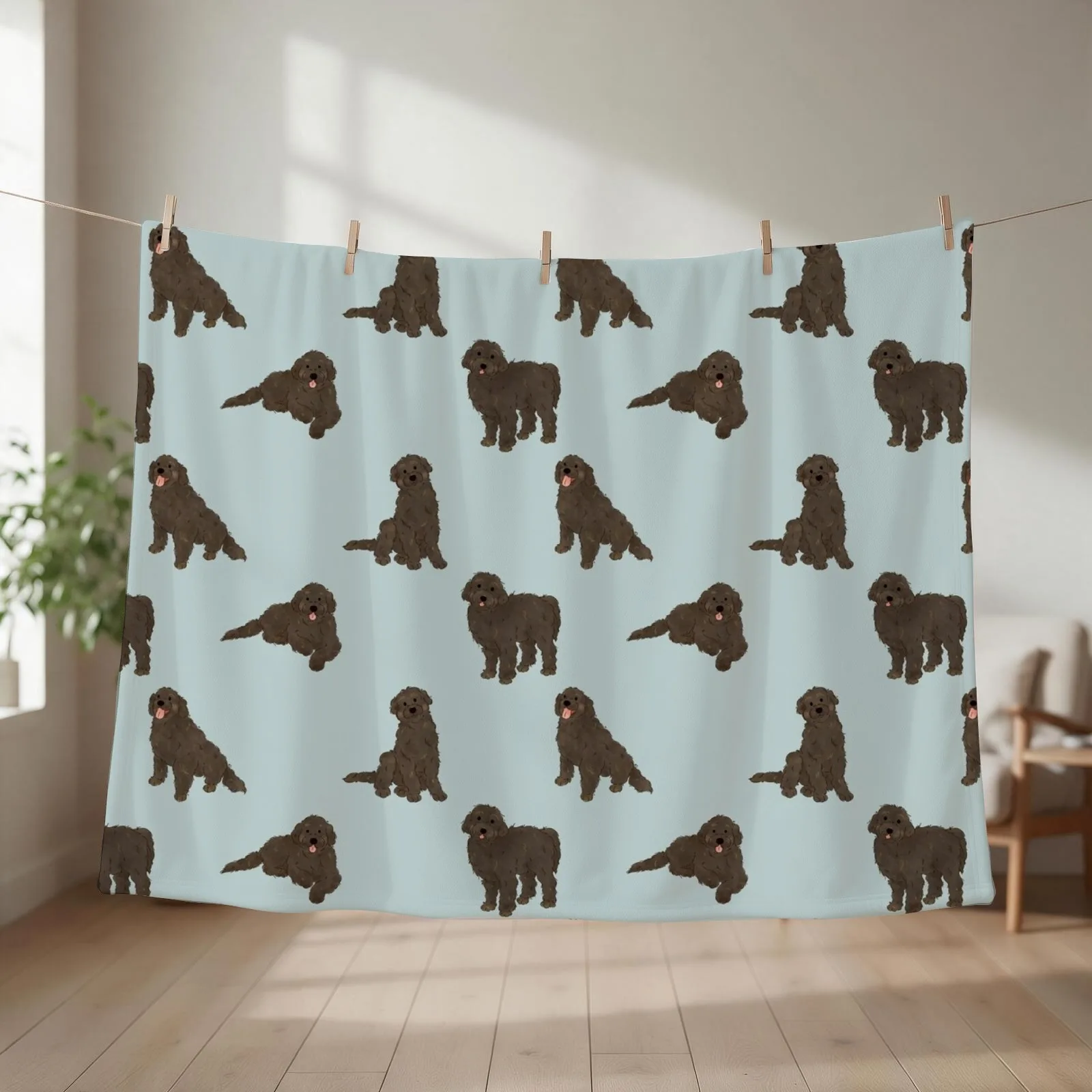 Labradoodle Black Doodle Dog Throw Blanket couch cozy soft plush fuzzy picnic outdoor blanket