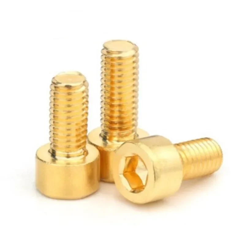 1-50pcs DIN912 M3 M4 M5 M6 M8 Pure Brass Hex Hexagon Socket Cap Head Screws