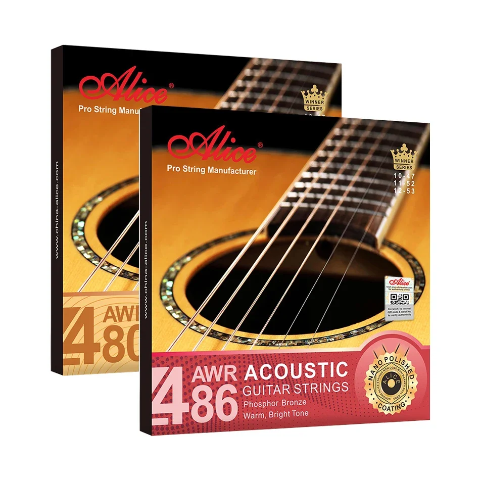 Alice AWR480 AWR486 Muti-Layer Nano Coating Anti-Rust Long Life Acoustic Guitar Strings 1st-6th