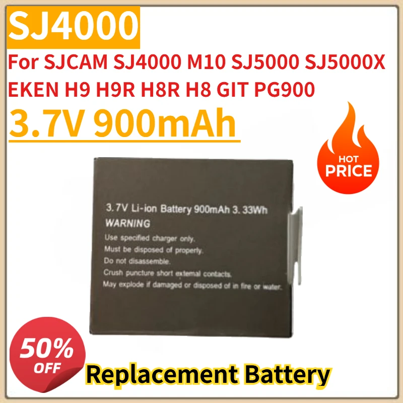 

3.7V 900mAh SJ4000 Replacement Battery For SJCAM SJ4000 M10 SJ5000 SJ5000X EKEN H9 H9R H8R H8 GIT PG900 action camera batteria