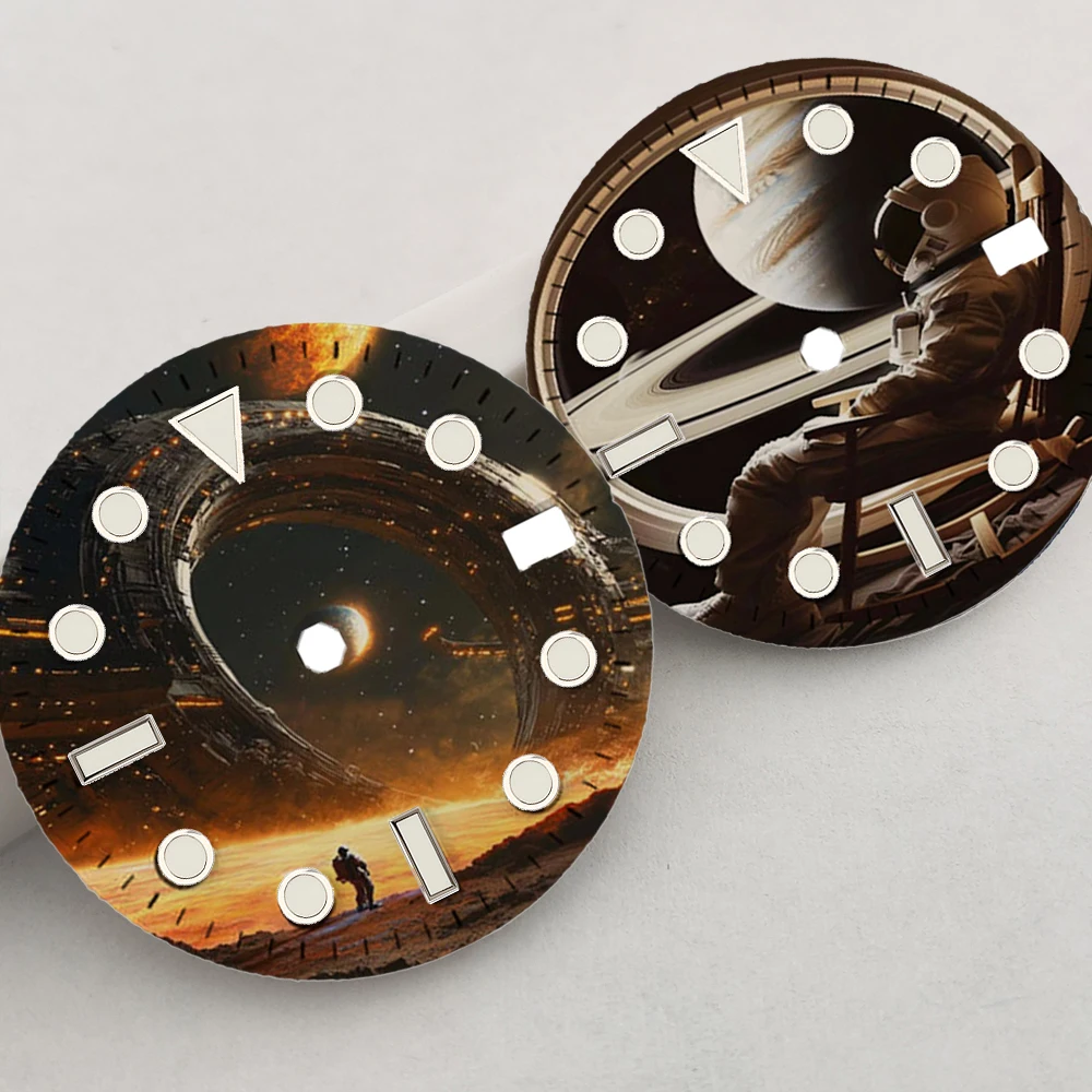 NH35 الطلب 28.5 مللي متر ساعة الطلب مخصص مؤشر مضيئة nh35 الطلب الطباعة الملونة nh35 ساعة الوجه صالح NH35/36 ساعة يد تعمل بالحركة أجزاء